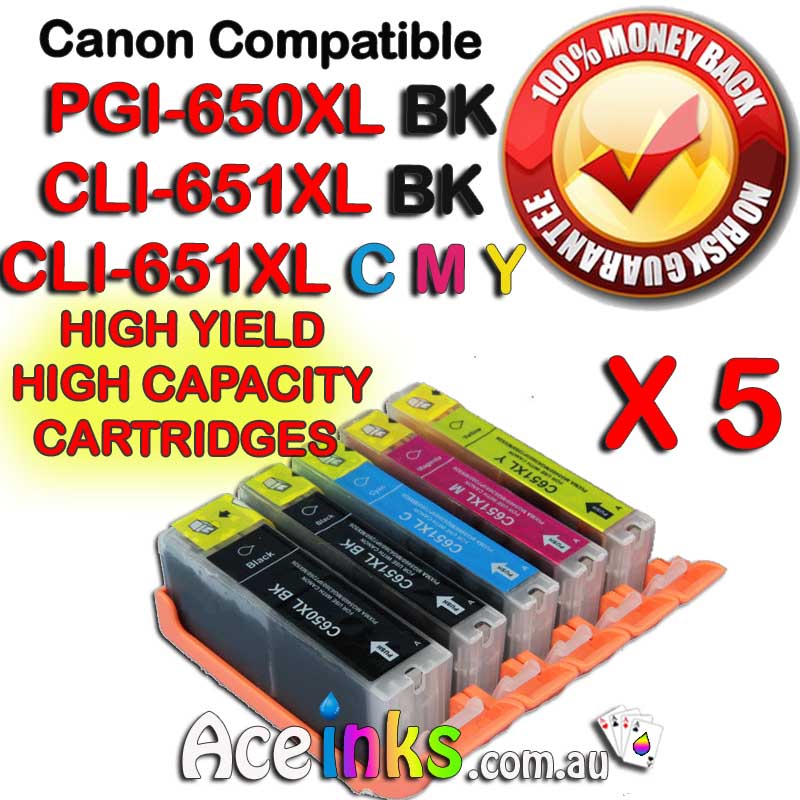 5 Combo Compatible Canon PGI-650XL BK/CLI-651XL BK C/M/Y